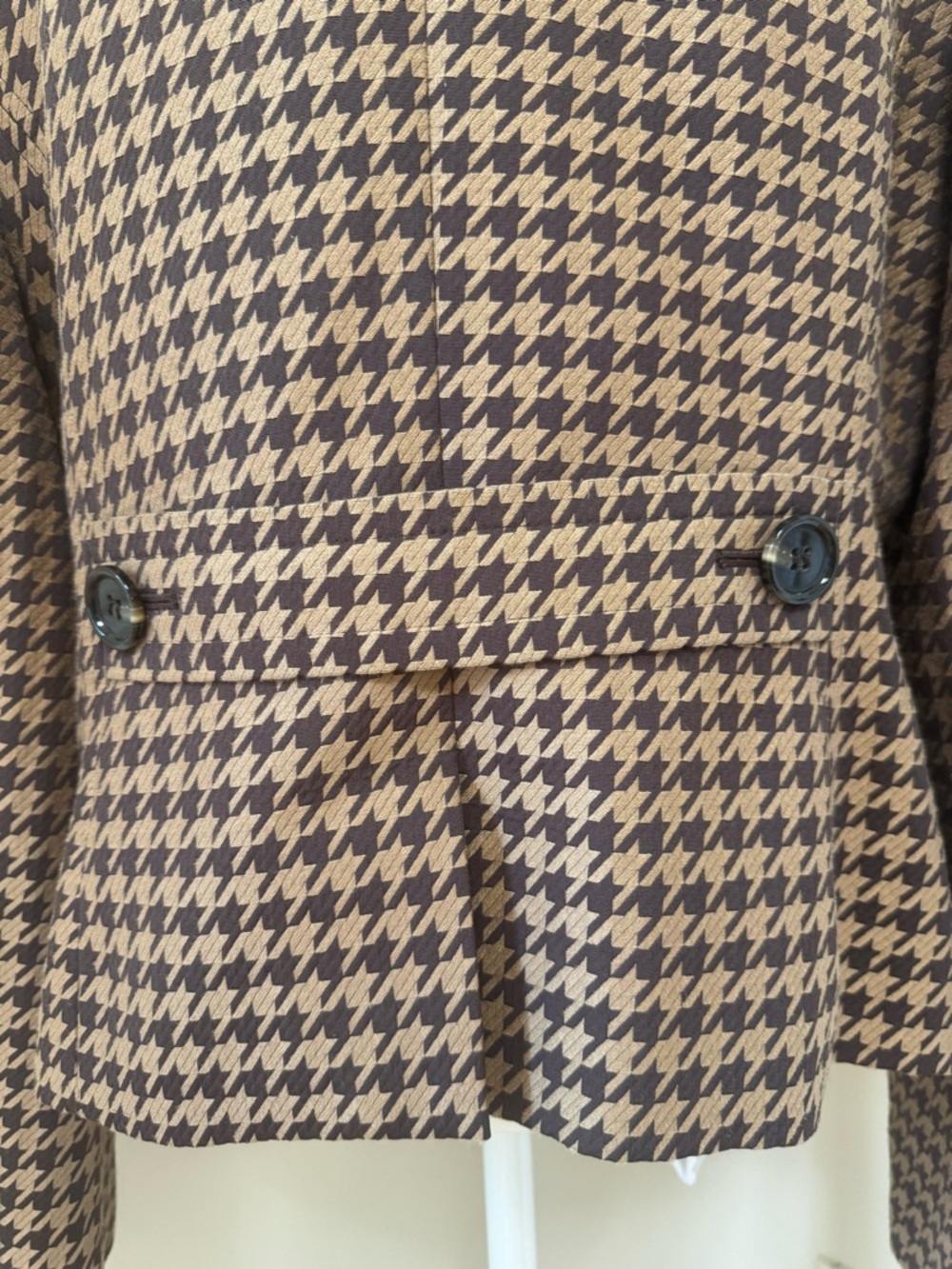 Nine West Brown Houndstooth Double-Breasted Pea Coat - Picture 7 of 16
